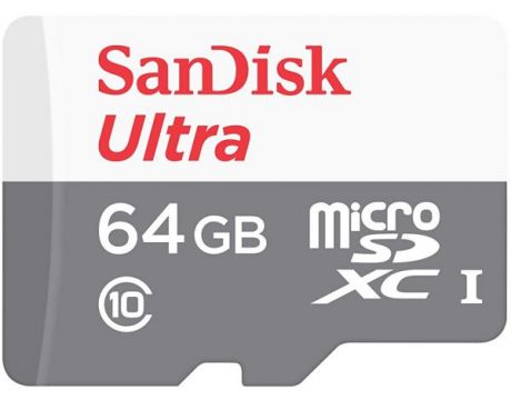 64GB microSDXC SanDisk Ultra Android, бял/сив на супер цени