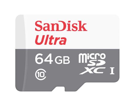 64GB microSDXC SanDisk Ultra, бял/сив на супер цени