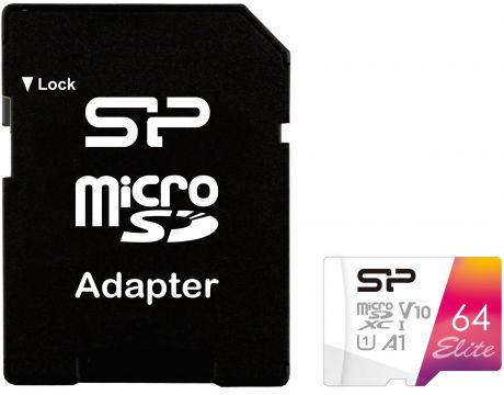 64GB microSDHC Silicon Power Elite Colorful и SD адаптер, бял/розов на супер цени
