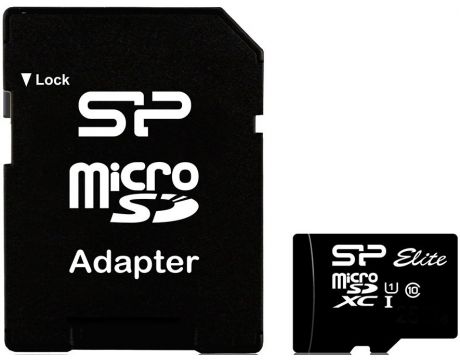 128GB microSDXC Silicon Power Elite UHS-1 + SD адаптер, черен на супер цени