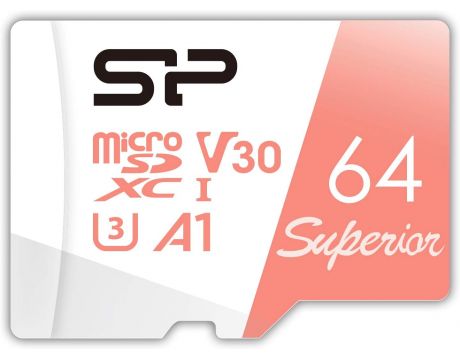 64GB Silicon Power Superior и SD адаптер, бял/червен на супер цени