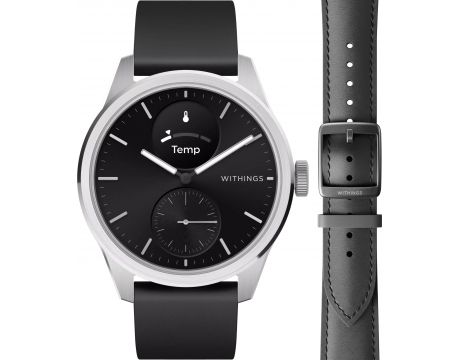 смарт часовник WITHINGS ScanWatch 2, 42 мм, черен и каишка WITHINGS Leather Wristband на супер цени