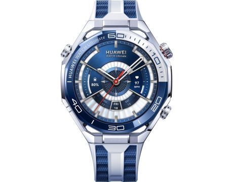 смартчасовник HUAWEI Watch Ultimate 2, 47 мм, сребрист/син и безжични слушалки HUAWEI FreeBuds 7i на супер цени