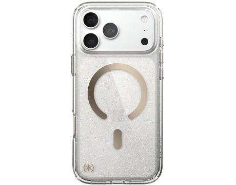 Speck Presidio Lux Glitter MagSafe за Apple iPhone 18 Pro Max/ 17 Pro Max, прозрачен/зласт на супер цени