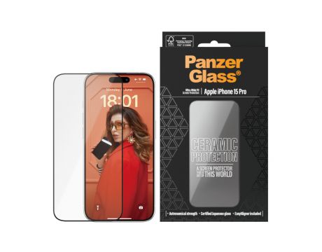 PanzerGlass Ceramic Protection за Apple iPhone 15 Pro, прозрачен на супер цени
