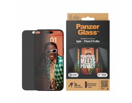 PanzerGlass Privacy UWF за Apple iPhone 15 Pro Max на супер цени