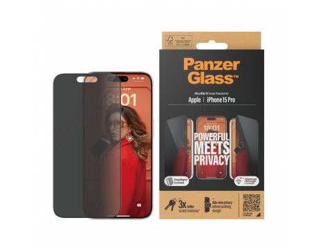 PanzerGlass Privacy UWF за Apple iPhone 15 Pro на супер цени
