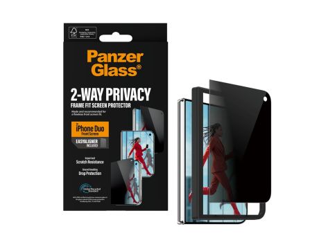 PanzerGlass 2-Way Privacy Front Screen Protector FRAME FIT w. EasyAligner for Apple iPhone Duo на супер цени