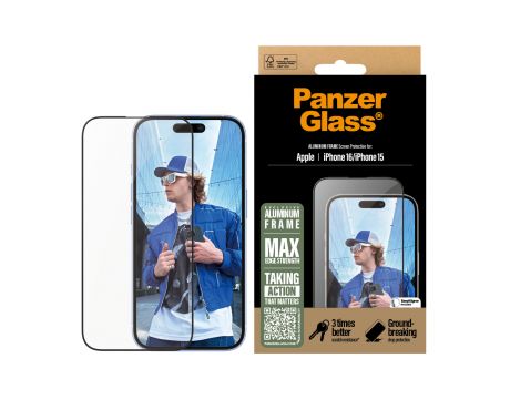 PanzerGlass UWF Aluminum Frame за Apple iPhone 16/ 15 на супер цени