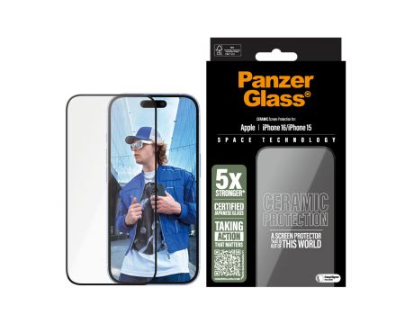 PanzerGlass UWF Ceramic за Apple iPhone 16/ 15 на супер цени