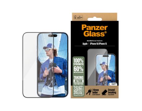 PanzerGlass Ultra-Wide Fit за Apple iPhone 16/15 на супер цени