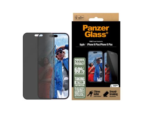 PanzerGlass UWF Privacy за Apple iPhone 16 Plus/ 15 Plus на супер цени