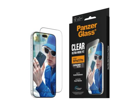 PanzerGlass Ultra-Wide Fit w. EasyAligner за Apple iPhone 18 Pro/17 Pro, прозрачен на супер цени