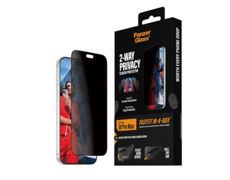 PanzerGlass 2-Way Privacy Ultra-Wide Fit w. FASTFIT IN-A-BOX за iPhone 18 Pro Max на супер цени