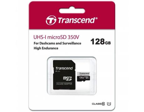 128GB microSDXC Transcend TS128GUSD350V, черен/бял на супер цени
