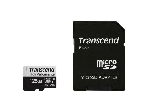 128GB microSDXC Transcend + Adapter, сив/черен на супер цени