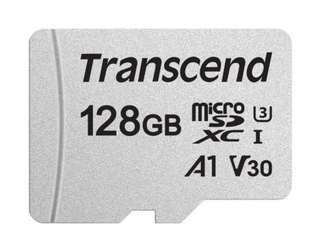 128GB microSDHC Transcend + SD Adapter, черен/сребрист на супер цени