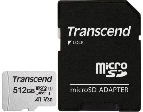 512GB microSDXC Transcend USD300S + SD адаптер, сребрист на супер цени