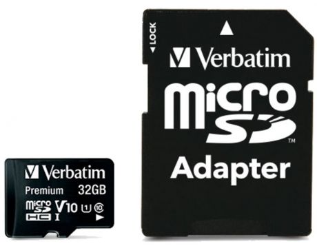 32GB microSDHC Verbatim Premium U1 + SD адаптер на супер цени
