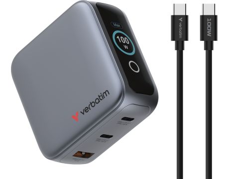 Verbatim Mini GaN Charger 100W, сив на супер цени