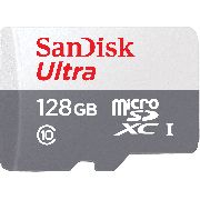 Карта памет 128GB microSDHC SanDisk Ultra Light, сив/червен на супер цени