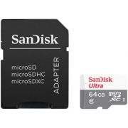 Карта памет 64GB microSDHC SanDisk Ultra + SD адаптер, бял/сив на супер цени