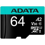 Карта памет 64GB microSDXC ADATA Premier Pro + SD адаптер, черен на супер цени