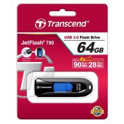 Флаш памет 64GB Transcend JetFlash 790, черен/син на супер цени
