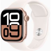 Смарт часовник Apple Watch Series 10 GPS, Cellular, 42 мм, M/L, Rose Gold Aluminum, Light Blush Sport на супер цени