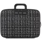 Чанта за лаптоп Bombata Tweed 15.6''-16'', черен/бял на супер цени