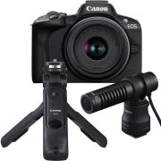 Безогледален фотоапарат Canon EOS R50 Content Creator Kit, черен на супер цени