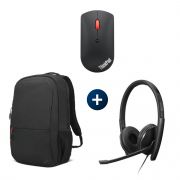 Комплект Lenovo слушалки Stereo Gen 2 и раница ThinkPad Essential 16" и мишка ThinkPad Silent на супер цени