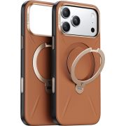 Гръб TORRAS Ostand QPRO VegSkin за Apple iPhone 17 Pro, кафяв на супер цени