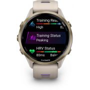 Смарт часовник Garmin Forerunner 970, 47 мм, бежов/лилав на супер цени