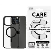 Гръб PanzerGlass Care Urban Combat MagSafe за Apple iPhone 15 Pro Max, прозрачен/черен на супер цени