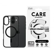 Гръб PanzerGlass Care Urban Combat MagSafe за Apple iPhone 16, прозрачен/черен на супер цени