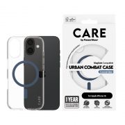 Гръб PanzerGlass Care Urban Combat MagSafe за Apple iPhone 16, прозрачен/син на супер цени