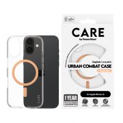 Гръб PanzerGlass Care Urban Combat MagSafe за Apple iPhone 16, прозрачен/оранжев на супер цени