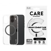 Гръб PanzerGlass Care Urban Combat MagSafe за Apple iPhone 16, прозрачен/черен на супер цени