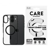 Гръб PanzerGlass Care Urban Combat MagSafe за Apple iPhone 16 Plus, прозрачен/черен на супер цени