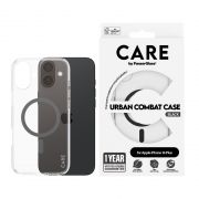 Гръб PanzerGlass Care Urban Combat MagSafe за Apple iPhone 16 Plus, прозрачен/черен на супер цени