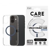 Гръб PanzerGlass Care Urban Combat MagSafe за Apple iPhone 16 Plus, прозрачен/син на супер цени