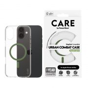Гръб PanzerGlass Care Urban Combat MagSafe за Apple iPhone 16 Plus, прозрачен/зелен на супер цени
