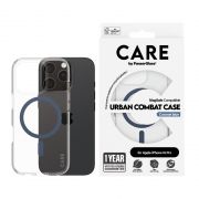 Гръб PanzerGlass Care Urban Combat MagSafe за Apple iPhone 16 Pro, прозрачен/син на супер цени