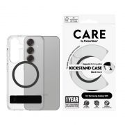 Гръб PanzerGlass Care Kickstand Magnetic QI за Samsung Galaxy S25, прозрачен/черен на супер цени
