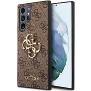 Гръб  GUESS 4G Metal Logo за Samsung Galaxy S23 Ultra, кафяв на супер цени