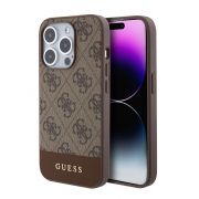Гръб  GUESS 4G Stripe за Apple iPhone 15 Pro, кафяв на супер цени