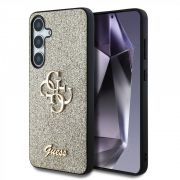 Гръб GUESS 4G Metal Logo Fixed Glitter за Samsung Galaxy S25+, златист на супер цени