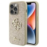 Гръб GUESS Fixed Glitter 4G Metal Logo за Apple iPhone 15 Pro, златист на супер цени