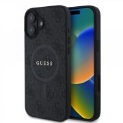 Гръб  GUESS Leather 4G Colored Ring за Apple iPhone 16, черен на супер цени